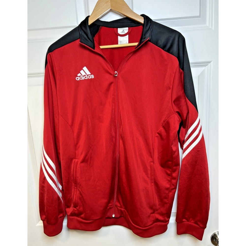 Adidas Men's Large Full Zip Volleyball Warm Up Jacket D82934 3 Stripes Red